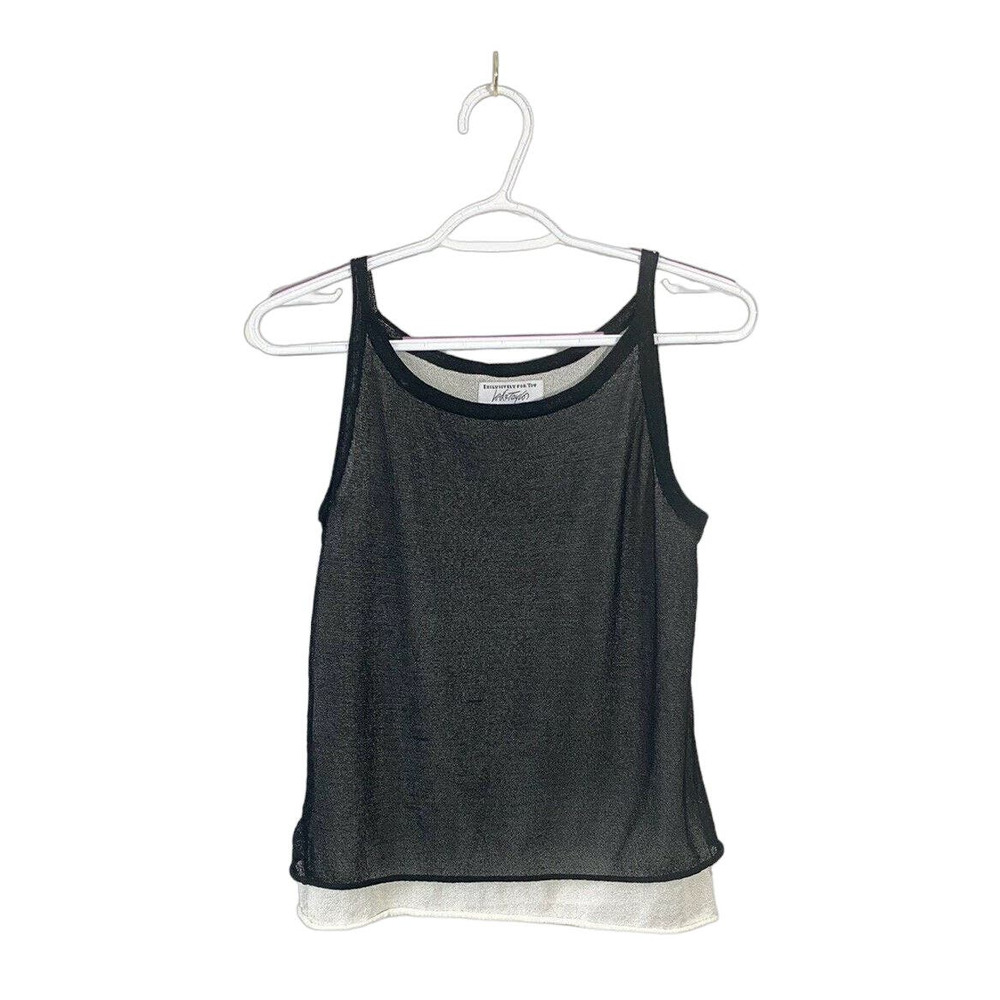 Lord & Taylor Black & White cami blouse top Size medium